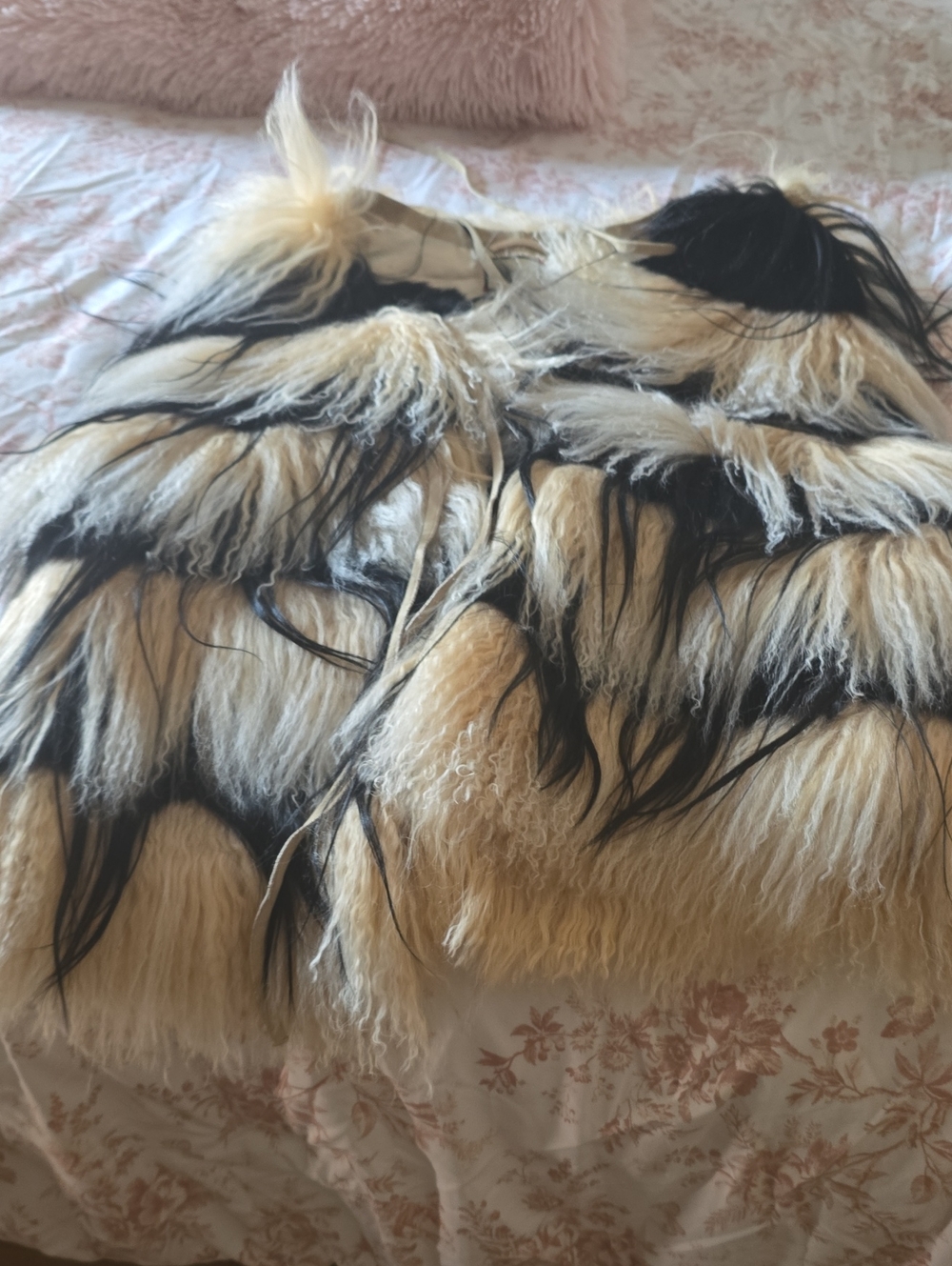 Gucci Black and Cream Shearling Fringe Jacket